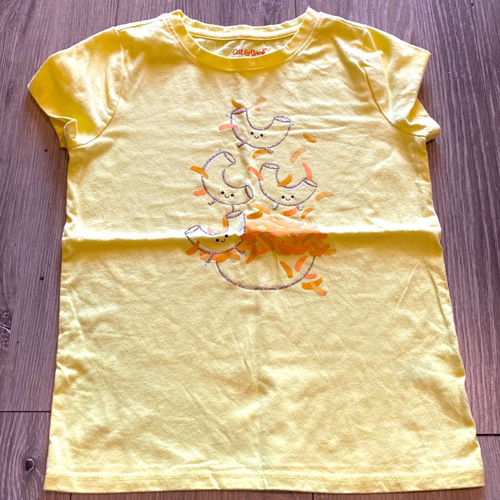 Cat & Jack Size S 6/6X Macaroni & Cheese Graphic Tee 💛